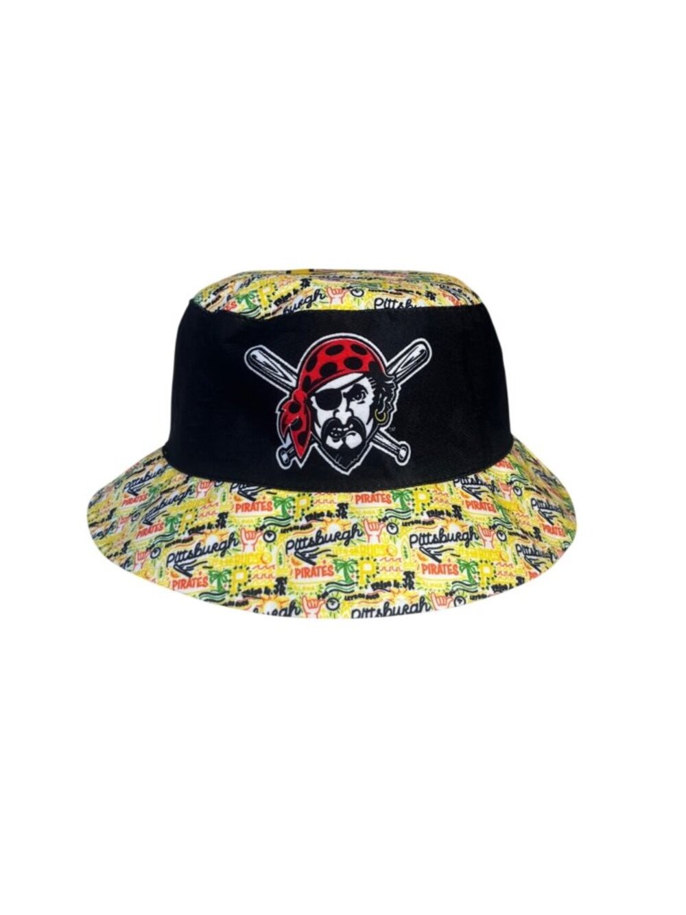 Pittsburgh Pirates Reversible Bucket Hat Yellow Black New‎ Levin Logo Fanwear